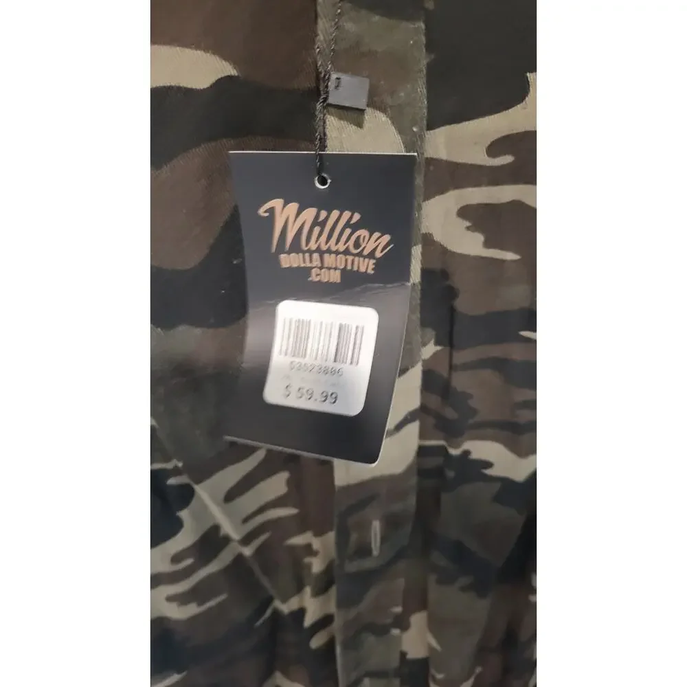 Million Dolla Motive Camo Button Up Shirt Mens 2X NWT Long Sleeve Streetwear